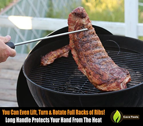 Food Flipper And Meat Hook For Grilling, Flipping, And Turning Vegetables And Meats BBQ Grill And Smoker Accessories, Right-Handed, 17 In 2 Food Flipper And Meat Hook For Grilling, Flipping, And Turning Vegetables And Meats BBQ Grill And Smoker Accessories, Right-Handed, 17 In - Image 2