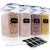 Cereal Containers Storage Set - 4 Piece Airtight Large Dry Food Storage Containers(135.2oz), BPA Free Dispenser Plastic Cereal Storage Containers With 16 Labels & Pen