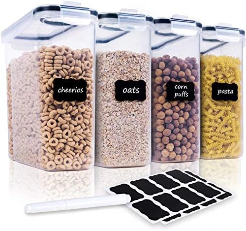 Cereal Containers Storage Set - 4 Piece Airtight Large Dry Food Storage Containers(135.2oz), BPA Free Dispenser Plastic Cereal Storage Containers With 16 Labels & Pen 7 Cereal Containers Storage Set - 4 Piece Airtight Large Dry Food Storage Containers(135.2oz), BPA Free Dispenser Plastic Cereal Storage Containers With 16 Labels & Pen - Image 7