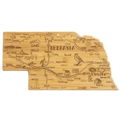 Destination Nebraska State Shaped Serving And Cutting Board, Includes Hang Tie For Wall Display