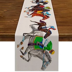 Nepnuser Kentucky Derby Table Runner Horse Race Jockey Decoration Rustic Farmhouse Home Dining Room Kitchen Table Decor (13" X 72")