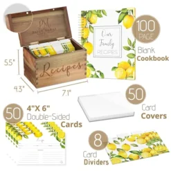 Recipe Box With Cards And Dividers, Protectors & 100 Page Blank Recipe Book To Write In- Recipe Card Box Organizer, Wooden Recipe Card Holder,4x6 Recipe Cards And Box Set For Women,Bridal Shower & Mom -Kitchen Island Sale 51GsyhAJncS