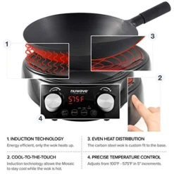 PIC Double, Portable, Powerful 1800W With 2 Large 8” Heating Coils, Independent Controls & Mosaic Induction Wok, Precise Temp Controls From 100°F To 575°F In 5°F, Wok Hei 17 PIC Double, Portable, Powerful 1800W With 2 Large 8” Heating Coils, Independent Controls & Mosaic Induction Wok, Precise Temp Controls From 100°F To 575°F In 5°F, Wok Hei -Kitchen Island Sale 51GtsYjQwGL