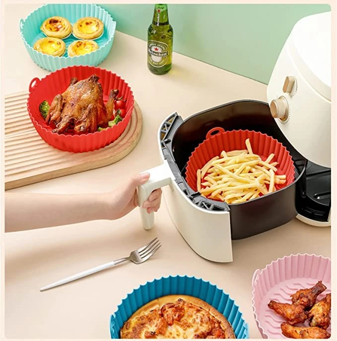G3 Kitchenware 2-Pack Air Fryer Silicone Liners | Non-Stick Reusable Silicone Air Fryer Liners| Air Fryer Silicone Pot Baking Tray Basket| 8.5 Inch, 5QT – 8QT (Pink&Red) 6 G3 Kitchenware 2-Pack Air Fryer Silicone Liners | Non-Stick Reusable Silicone Air Fryer Liners| Air Fryer Silicone Pot Baking Tray Basket| 8.5 Inch, 5QT – 8QT (Pink&Red) - Image 6