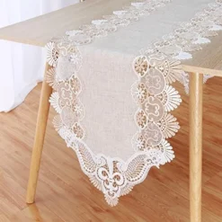 White Lace Table Runner Rectangle Embroidered Flowers Table Cloth For Table Outdoor Wedding Party Reception Table Decor （15.7 X 70 Inch） -Kitchen Island Sale 51GxDvsdwL. AC