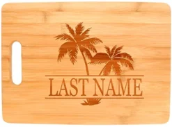 Customized Last Name Palm Tree Beach Wedding Gift Personalized Big Rectangle Bamboo Cutting Board