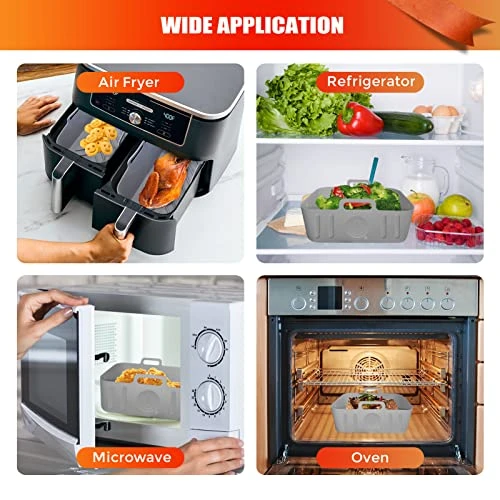 2 Pack Air Fryer Silicone Liners, Reusable Rectangle Food Grade Replacement Silicone Air Fryer Pot Insert Basket Accessories For Dual Ninja DZ201 DZ401 Instant Vortex 8 QT 10 QT Air Fryer Accessories 5 2 Pack Air Fryer Silicone Liners, Reusable Rectangle Food Grade Replacement Silicone Air Fryer Pot Insert Basket Accessories For Dual Ninja DZ201 DZ401 Instant Vortex 8 QT 10 QT Air Fryer Accessories - Image 5