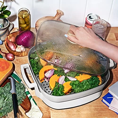 Electric Skillet, The 5-in-1 Expandable Skillet Sautes, Steams, Simmers, Slow Cooks, White 3 Electric Skillet, The 5-in-1 Expandable Skillet Sautes, Steams, Simmers, Slow Cooks, White - Image 3