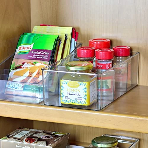 2 Pack Clear Plastic Packet Storage Organizer 11" X 6" X 3.5", 3 Divided Sections Pantry Organizer, Holder For Snacks, Soups, Seasoning Packets 3 2 Pack Clear Plastic Packet Storage Organizer 11" X 6" X 3.5", 3 Divided Sections Pantry Organizer, Holder For Snacks, Soups, Seasoning Packets - Image 3