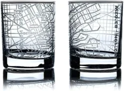 Whiskey Glasses - 10 Oz Tumbler Gift Set For Philadelphia Lovers, Etched With Philadelphia Map | Old Fashioned Rocks Glass - Set Of 2 -Kitchen Island Sale 51HLBP1WpML. AC