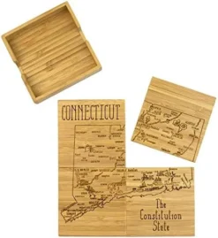 Florida State Puzzle 4 Piece Bamboo Coaster Set With Case -Kitchen Island Sale 51HMT75okgL. AC