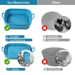 2Pcs Air Fryer Silicone Pot Square, 8 Inch Reusable Air Fryer Silicone Basket, Food Safe For 4 To 6 Qt Air Fryers Oven Accessories, Dishwasher Safe, Replacement For Air Fryer Paper Liners -Kitchen Island Sale 51HRCl1qLsL