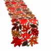 Embroidered Leaves Table Runner For Thanksgiving, Fall Or Autumn Harvest Decorations, Dresser Scarf (14 × 53 Inches)