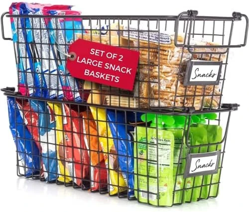 XXL Wire Baskets For Storage Pantry Baskets, Set Of 2 Wire Storage Baskets, Wire Baskets For Organizing, Large Wire Basket, Kitchen Organization Baskets, Metal Basket For Storage - XXL - Bronze 6 XXL Wire Baskets For Storage Pantry Baskets, Set Of 2 Wire Storage Baskets, Wire Baskets For Organizing, Large Wire Basket, Kitchen Organization Baskets, Metal Basket For Storage - XXL - Bronze - Image 6