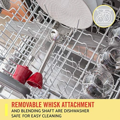 Bella Immersion Hand Blender With Whisk Attachment, Quickly Mixes Sauces, Purees Soups, Smoothies & Dips, BPA-Free, Easy To Clean, Stainless Steel/Red 5 Bella Immersion Hand Blender With Whisk Attachment, Quickly Mixes Sauces, Purees Soups, Smoothies & Dips, BPA-Free, Easy To Clean, Stainless Steel/Red - Image 5