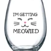 I'm Getting Meowied Funny Wine Glass 15oz - Unique Wedding Gift Idea For Fiancee, Bride, Bridal Shower Gifts - Engagement Party Or Christmas Gift For Her - Evening Mug