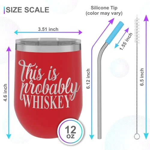 Unny Sayings - This Is Probably Whiskey - 12oz Tumbler With Lid And Straw - 100% Stainless Steel - Insulated Stemless Double Wall Vacuum Tumbler - Mom Dad Wife - Best Gift For Mens Woman Red 5 Unny Sayings - This Is Probably Whiskey - 12oz Tumbler With Lid And Straw - 100% Stainless Steel - Insulated Stemless Double Wall Vacuum Tumbler - Mom Dad Wife - Best Gift For Mens Woman Red - Image 5
