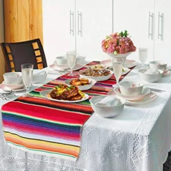 2 Pack Mexican Serape Table Runners 14 X 84 Inch For Mexican Party Wedding Decorations Outdoor Picnics Dining Table, Fringe Cotton Handwoven Table Runner -Kitchen Island Sale 51HwrO4OjML