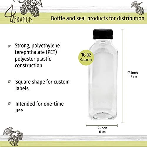 Small Plastic Juice Bottles With Caps In Black - 35pk 16oz Water Containers Empty Plastic Bottles With Lids For Juicing And Smoothies 4 Small Plastic Juice Bottles With Caps In Black - 35pk 16oz Water Containers Empty Plastic Bottles With Lids For Juicing And Smoothies - Image 4