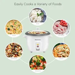 RC003 Electric Rice Cooker With Automatic Keep Warm Makes Soups, Stews, Grains, Hot Cereals, 6 Cooked (3 Cups Uncooked), 6 Cups Cups), White -Kitchen Island Sale 51I4fvdEJwL