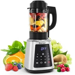 Professional Countertop Blender, 8-in-1 Household Hot & Cold Shake Mixer With 59 Oz Jar, 1200 Watt Base, 10-Gear Speed & Built-in Timer, Easy Self-Cleaning, For Smoothies, Soup, Grind, Juice