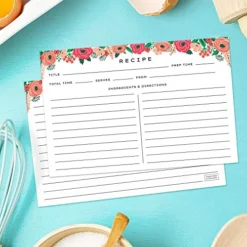4x6 Recipe Cards. Set Of 50x Floral, Blank Recipe Cards 4x6 Inches Double Sided. Large Recipe Index Card Fits Standard 4x6 Recipe Box. -Kitchen Island Sale 51II5gqumAL