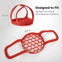 Silicone Sling Lifter Accessories Compatible With Instant Pot 6 Qt And 8 Qt, Ninja Foodi 5 Qt / 6.5 Qt / 8 Qt And Other Brand Pressure Cookers, Red -Kitchen Island Sale 51IRFLeDQIS