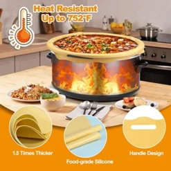 2 Pack Silicone Slow Cooker Liners For 6,7,8 Quarts Crockpot, Reusable Silicone Insert,Leakproof & Easy Clean,Cooking Bags For Oval Or Round Crock Pot,Slow Cooker Accessories（Pink+Yellow） -Kitchen Island Sale 51IS6DG7BzL