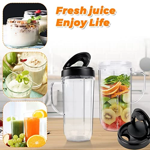 22 OZ Tall Mug Cup With Flip Top To-Go Lid - Replacement Part With Handle For 250W Blender Juicer - Replacement For Magic-Bullet Blender MB1001 - PACK Of 2 5 22 OZ Tall Mug Cup With Flip Top To-Go Lid - Replacement Part With Handle For 250W Blender Juicer - Replacement For Magic-Bullet Blender MB1001 - PACK Of 2 - Image 5