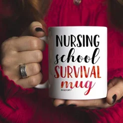 Nursing School Survival Mug - 11oz Cup For Registered RN Nurse Practitioner, Graduation, Hospital Assistant -Kitchen Island Sale 51ImeTuSzlL