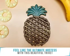 Cast Iron Pineapple Trivet - Decorative Cast Iron Trivet For Kitchen Or Dining Table - Vintage, Rustic Design - Protect Your Countertop From Hot Dishes - With Rubber Pegs/Feet - Recycled Metal -Kitchen Island Sale 51IptwPggHL