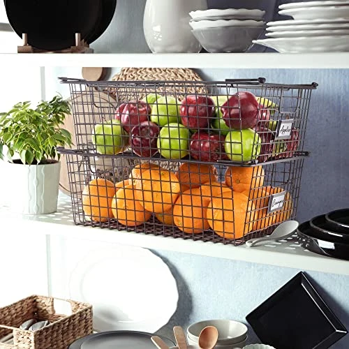 XXL Wire Baskets For Storage Pantry Baskets, Set Of 2 Wire Storage Baskets, Wire Baskets For Organizing, Large Wire Basket, Kitchen Organization Baskets, Metal Basket For Storage - XXL - Bronze 5 XXL Wire Baskets For Storage Pantry Baskets, Set Of 2 Wire Storage Baskets, Wire Baskets For Organizing, Large Wire Basket, Kitchen Organization Baskets, Metal Basket For Storage - XXL - Bronze - Image 5