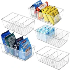 Wilfox Pantry Organizer, 5 Pack Clear Organizer Bins With Removable Dividers,Pantry Organization And Storage, Fridge Organizer And Cabinet Organizer For Snack, Pouches, Spice Packets -Kitchen Island Sale 51IuR8ozuUL. AC