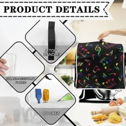Veniyate Colorful Music Notes Print Mixer Dust Cover Dust-proof Stand Mixer Covers With Side Pocket Universal Blender Cover Kitchen Appliance Covers For Blender Accessories -Kitchen Island Sale 51Iv3XaeicL