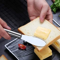 Wide Butter Spreader Knife Set 4-Piece Stainless Steel Cheese Knife Serrated Edge Sandwich Condiment Jam Bread Cream Knives 7.8-inch -Kitchen Island Sale 51JjdjUpgtL