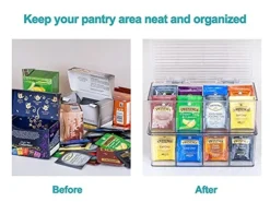 2 Pack Stackable Tea Bag Organizer, Vtopmart Plastic Tea Storage Box For Kitchen Pantry Cabinets And Countertops, Holder For Tea Bags, Coffee, Sugar Packets, Small Packets -Kitchen Island Sale 51JoCa26X4L
