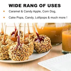 Wooden Candy Apple Skewer Sticks, 6mm 5.25inch Natural Bamboo Skewers BBQ Caramel Apple Sticks Cotton Candy Stick Rock Candy Stick Skewer Semi Pointed Lollipop Sticks Barbecue Corn Dog -Kitchen Island Sale 51JxcicP1OL