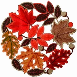 Embroidered Leaves Table Runner For Thanksgiving, Fall Or Autumn Harvest Decorations, Dresser Scarf (14 × 53 Inches) -Kitchen Island Sale 51Jy QsAYgL. AC