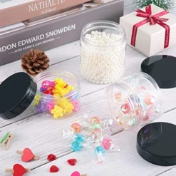 24 Pieces Empty Clear Plastic Jars With Lids Round Storage Containers Wide-Mouth For Beauty Product Cosmetic Cream Lotion Liquid Slime Butter Craft And Food (Black Lid, 2 Oz) -Kitchen Island Sale 51KJsEg2V4L