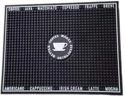 Premium Coffee Bar Mat - Non-Slip, Absorbent, And Multi-Purpose - Heavy Duty Commercial Grade Rubber - Perfect Spill Mat And Placemat For Countertop And Bar Area - Designed In USA - 18"x14" (Black)