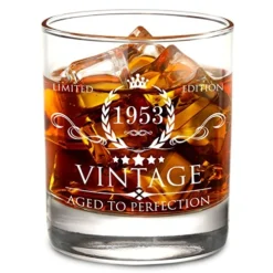 70th Birthday Gifts For Men Whiskey Glass- 70th Birthday Decorations For Men, Party Supplies - 70th Bday Gifts Ideas For Him, Dad, Husband, Friends - 11oz