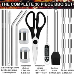 31PC Heavy Duty BBQ Grilling Accessories Grill Tools Set - Stainless Steel Grilling Kit With Storage Bag For Camping, Tailgating - Perfect Barbecue Utensil Gift For Men Women -Kitchen Island Sale 51KQ1e5LbWL