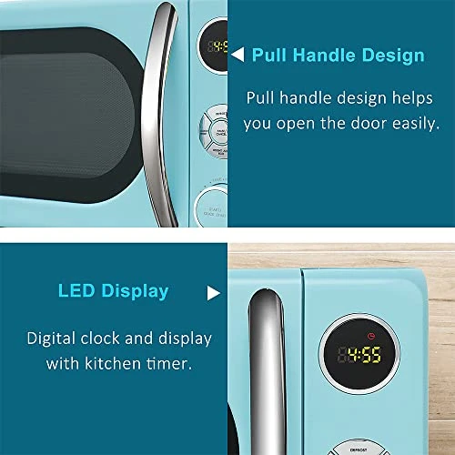 GENERIC JHSF 0.7 Cu. Ft. Retro Countertop Microwave Oven, 700 Watts, Blue 4 GENERIC JHSF 0.7 Cu. Ft. Retro Countertop Microwave Oven, 700 Watts, Blue - Image 4