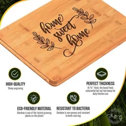 Engraved Cutting Board - Home Sweet Home: A Gift For Housewarming Or As A Closing Gift From A Realtor, 8" By 12" Bamboo Cheese Board
