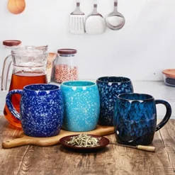 21 Oz Large Ceramic Coffee Mug, Handmade Pottery Big Tea Cup For Office And Home, Big Handle Hot And Cold Drinking, Microwave And Dishwasher Safe, Unique Texture Glaze (Deep Blue) -Kitchen Island Sale 51KUepjzAjL
