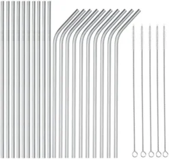 Wholesale 25 Piece Set Stainless Steel Straws Long 8.5 Inch Drinking Metal Straws Reusable Drinking Straws For 20 OZ (10 Straight | 10 Bent | 5 Brushes) -Kitchen Island Sale 51KtLvHcYhL. AC