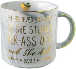 2021 Graduation And Congratulations Gifts For Her - Presents For College Nurse Graduated Women - She Believed She Could So She Did - Pink Marble Ceramic Coffee Mug 11 Oz -Kitchen Island Sale 51L YRQQHL. AC