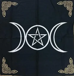 Altar Cloth Triple Moon Pentagram Goddess Witchcraft Alter Tarot Spread Top Cloth Wiccan Square Spiritual 18 By 18 Sacred Cloth (Triple Moon Pentagram Gold Silver) -Kitchen Island Sale 51L1PZhTDQL