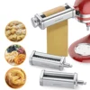 Pasta Attachment For KitchenAid Stand Mixer, 3 Piece Pasta Rollar & Cutter Set Included Pasta Sheet Roller, Spaghetti And Fettuccine Cutter, Stainless Steel Kitchenaid Pasta Attachment