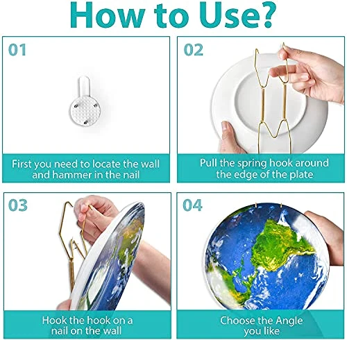 12 Pcs Plate Hangers Sets, Invisible Wire Wall Plate Hangers, Stainless Steel Decorative Plates With 12 Pieces Wall Hooks For Decorative Plates And Art (6 Inch) 3 12 Pcs Plate Hangers Sets, Invisible Wire Wall Plate Hangers, Stainless Steel Decorative Plates With 12 Pieces Wall Hooks For Decorative Plates And Art (6 Inch) - Image 3